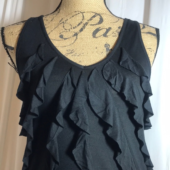 Express Black Ruffle Front Tank Top Tunic Length S - Picture 4 of 7